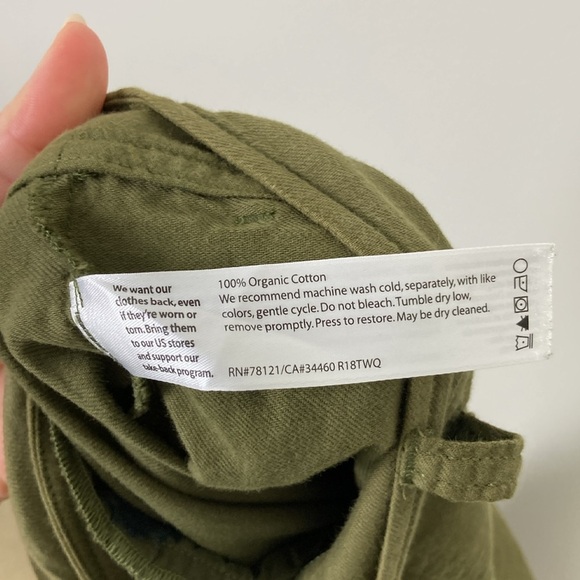 Eileen Fisher 100% Organic Cotton Twill Ankle Pants Olive Green Size 10 Casual - Picture 5 of 7
